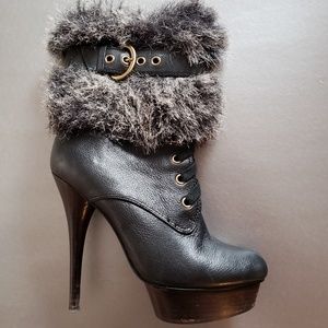 Bakers Leather Faux Fur Platform Booties Size 6